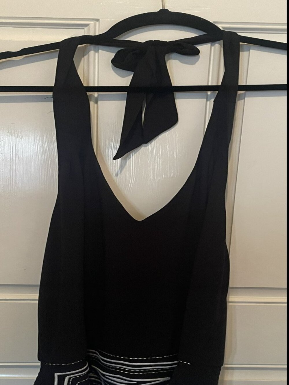 White House Black Market Black Halter Top, Open Back Tie Neck XL